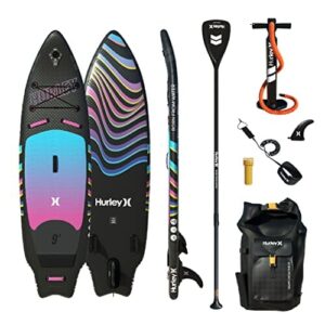 Hurley PhantomSurf deska do wiosłowania na stojąco z plecakiem do wędrówek, pompką powietrza, regulowane pływające wiosło, zwijana smycz, płetwa i zestaw naprawczy (Ombre)