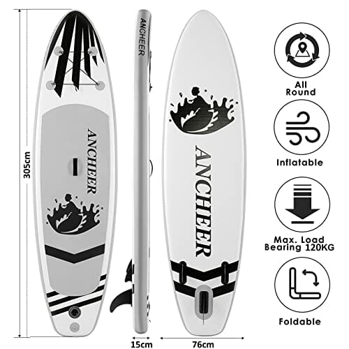 ANCHEER deska surfingowa stoisko 305×76×15cm SUP nadmuchiwany zarząd z akcesoriami,ładowność 130 kg,3 sztuk regulowany miąższ, podwójna pompa ręczna,pasek do stóp,Plecak - obrazek 6