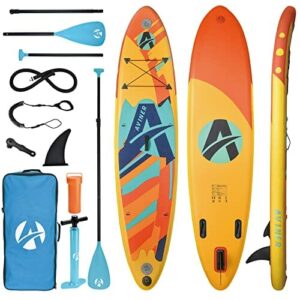 Aviner SUP Nadmuchiwana Deska do paddleboardingu, 150KG Max/ 305×71×15cm, Stand up Paddle Board, Dmuchana Lekka, z Pompką Regulowanym Wiosłem, Pomarańczowy