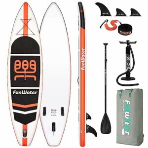 FunWater Inflatable Stand Up Paddle Board 325 x 84 x 15 cm, kompletne akcesoria, regulowane wiosło, pompka, plecak podróżny, ciężar, worek wodoodporny, obciążenie do 150 kg