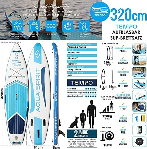 AQUA SPIRIT iSUP nadmuchiwana deska do paddle z plecakiem, smyczą, wiosłem, matę do przewijania i wodoodpornym etui na telefon - obrazek 9