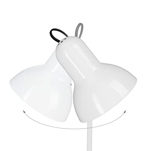 Lampa biurkowa retro, ramię przegubowe, obrotowa, biurowa lampka do czytania, metal, E27, biała - obrazek 5
