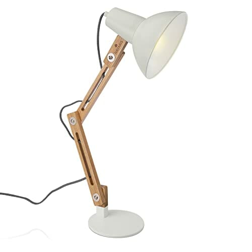 Lampa biurkowa drewniana z regulowanym ramieniem - styl retro (50 characters)