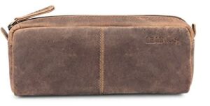 LEABAGS Piórnik z prawdziwej skóry, duży piórnik do pracy, na uczelnię