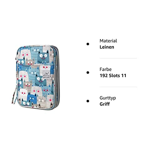 YOUSHARES Kolorowy piórnik z 192 przegródkami - Pojemny organizer na ołówki, długopisy i kredki akwarelowe Prismacolor - Długopisy żelowe dla artysty - Kot wielkofasetowy - obrazek 2