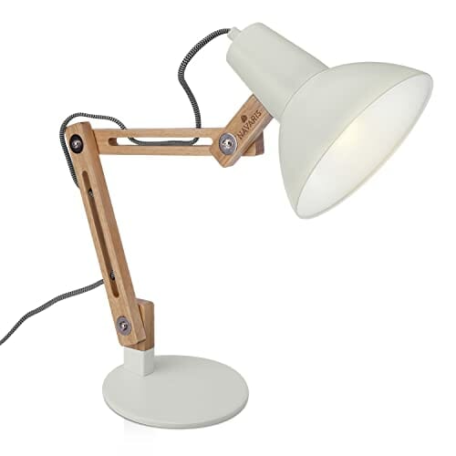 Lampa biurkowa drewniana z regulowanym ramieniem - styl retro (50 characters) - obrazek 3
