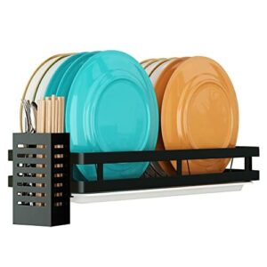 Supfirm – Stojak do suszenia naczyń ze stali nierdzewnej z ociekaczem i klatką na pałeczki – Półka kuchenna z koszem na owoce i warzywa – Organizer na przybory (1 poziom) | Wygodny stojak do suszenia naczyń i organizator kuchenny