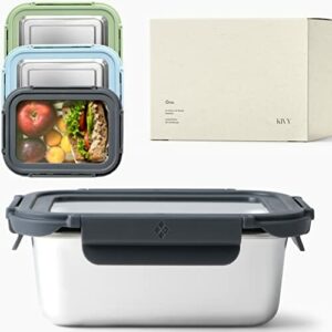 KIVY Małe pudełko śniadaniowe ze stali nierdzewnej z okienkiem [800 ml] – Szczelne pudełko na kanapki dla dzieci i dorosłych – Pudełko śniadaniowe dla dzieci – Pudełko na lunch ze stali nierdzewnej