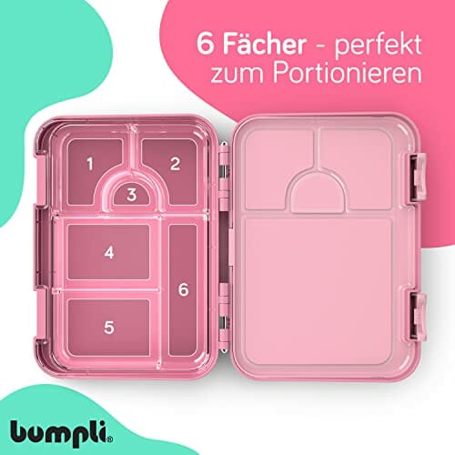 Bumpli Pudełko śniadaniowe dla dzieci z przegródkami – przyjazna dla dzieci blokada z zamknięciem na zatrzask – pudełko na lunch do przedszkola, szkoły, na wycieczki - obrazek 2