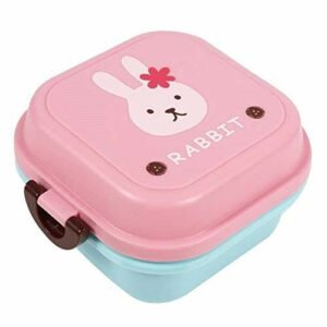 Pudełko na kanapki dla chłopców i dziewczynek - 2-warstwowe pudełko na lunch, śniadaniowe do biura, przekąski, szkoły, kempingu, wędrówek, podróży, piknik - wzór zajączka