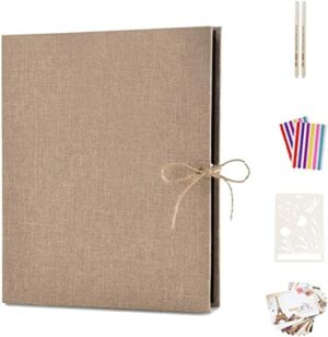 AIOR Lniany Album fotograficzny Tradycyjny Scrapbook 60 czarnych stron