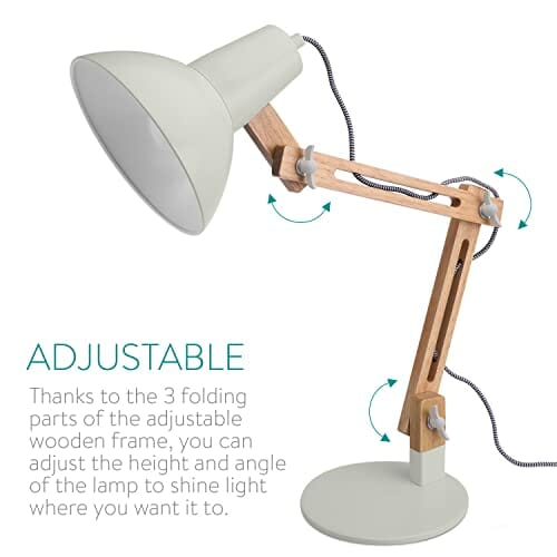 Lampa biurkowa drewniana z regulowanym ramieniem - styl retro (50 characters) - obrazek 8