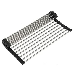 Ociekacz do zlewu 39x37CM - Stal nierdzewna, suszarka żaroodporna - Suszenie owoców, warzyw - Czarny