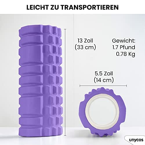 Unycos – Wałek do masażu mięśni – Ultralekki wałek piankowy – Narzędzie do samodzielnego masażu (fioletowy) - obrazek 3