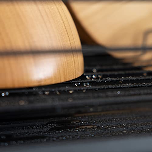 Navaris - Nowoczesna suszarka do naczyń z drewnianymi uchwytami - Czarna taca ociekowa w stylu retro - obrazek 3