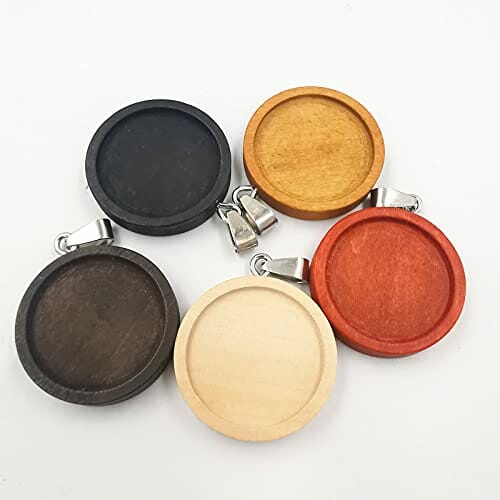 DUGIIRS 50 sztuk drewniane tace wiszące okrągły wisiorek cabochon base - obrazek 7