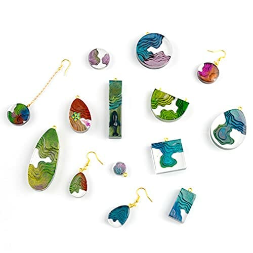 Cayway 3 szt. formy do naszyjników z żywicy, do odlewania żywicy, silikonowe formy do wisiorka z łańcuszkiem i klipsem do wisiorka, do produkcji biżuterii, DIY, rzemiosło, zestaw startowy - obrazek 2