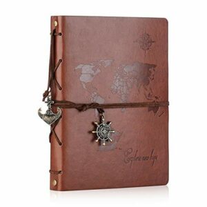 SEEALLDE Albumy fotograficzne - skórzany scrapbooking mapa świata vintage DIY: pamięć specjalna książka urodzinowa i prezent ślubny dla ojca chłopaka