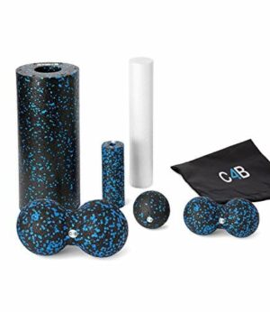 Roller Masażu C4B EPP - Zestaw 7 sztuk, Rollery i Piłeczki do Masażu Pianki Średnio-Twardej, Trening Głębokich Tkanek Mięśniowych, Torba na Siłownię