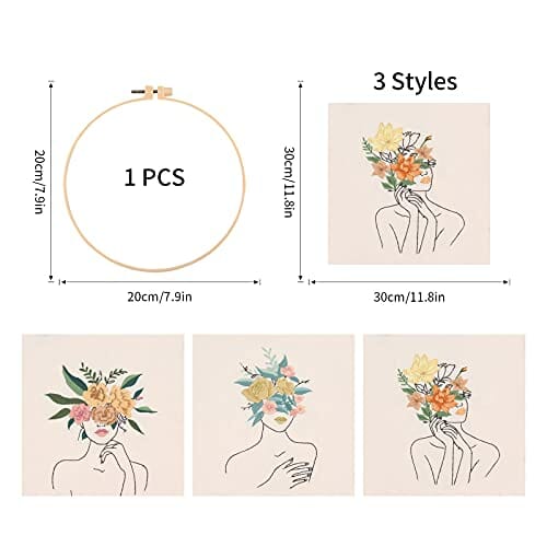 Gukasxi - Zestaw do haftowania dla początkujących z kwiatowym wzorem - obrazek 5