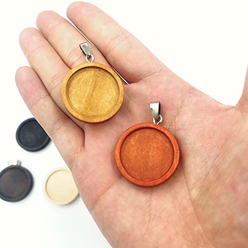 DUGIIRS 50 sztuk drewniane tace wiszące okrągły wisiorek cabochon base - obrazek 6
