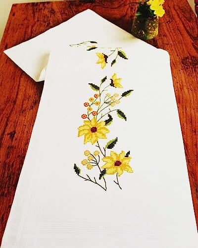 Zestaw do haftowania SONNENSCHEIN - ścieg krzyżykowy, 100% bawełna, obrus, bieżnik, szablon