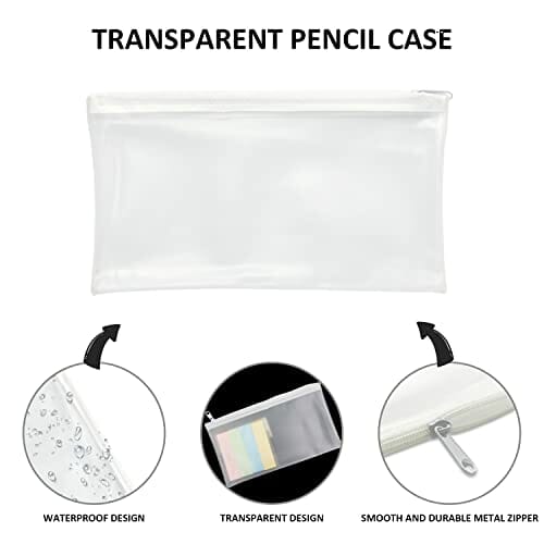 2 szt. biały przezroczysty piórnik i 2 szt. torba na dokumenty A4 (niebieski i biały) - Praktyczne akcesoria do przechowywania dla dzieci i dorosłych | Piórnik i torba na dokumenty A4 | Kosmetyczka i podróżna torba do przechowywania kosmetyków | Piórnik dla dziewcząt i chłopców | Nan - obrazek 4