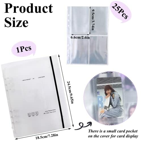 Album na zdjęcia A5 z uchwytem Kpop | Segregator z 25 arkuszami i 4 przegródkami | Zamarznięty album z 5 naklejkami - obrazek 7