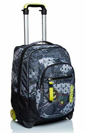 Seven Rolling backpack, FLY STARS Wheeled Book Bag, 2 in 1, Backpack +