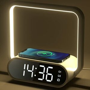 Lampki nocne VOSFEEL z budzikiem i ładowarką bezprzewodową