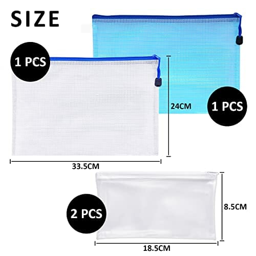 2 szt. biały przezroczysty piórnik i 2 szt. torba na dokumenty A4 (niebieski i biały) - Praktyczne akcesoria do przechowywania dla dzieci i dorosłych | Piórnik i torba na dokumenty A4 | Kosmetyczka i podróżna torba do przechowywania kosmetyków | Piórnik dla dziewcząt i chłopców | Nan - obrazek 6