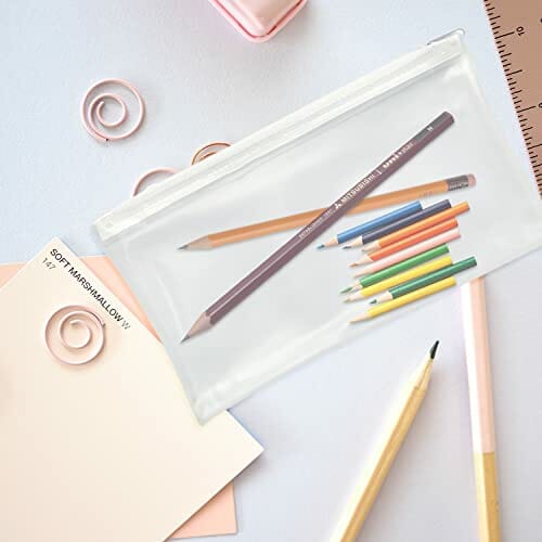 2 szt. biały przezroczysty piórnik i 2 szt. torba na dokumenty A4 (niebieski i biały) - Praktyczne akcesoria do przechowywania dla dzieci i dorosłych | Piórnik i torba na dokumenty A4 | Kosmetyczka i podróżna torba do przechowywania kosmetyków | Piórnik dla dziewcząt i chłopców | Nan - obrazek 3