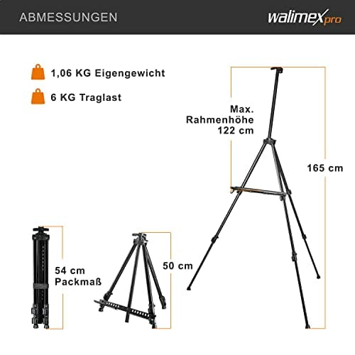 Walimex Pro Sztaluga Biały/Czarny L (Max 165 cm) - Profesjonalna sztaluga fotograficzna dla maksymalnej wygody i wszechstronności - obrazek 4