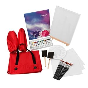 Duży zestaw do malowania dla dorosłych i dzieci z ramą klinową, farby akrylowe, bloki malarskie, płótna, pędzle, paleta malarska, fartuchy, ochraniacze na rękawy, sztaluga, wycieraczki - EWTSHOP. Najlepszy zestaw malarski dla artystów w każdym wieku!