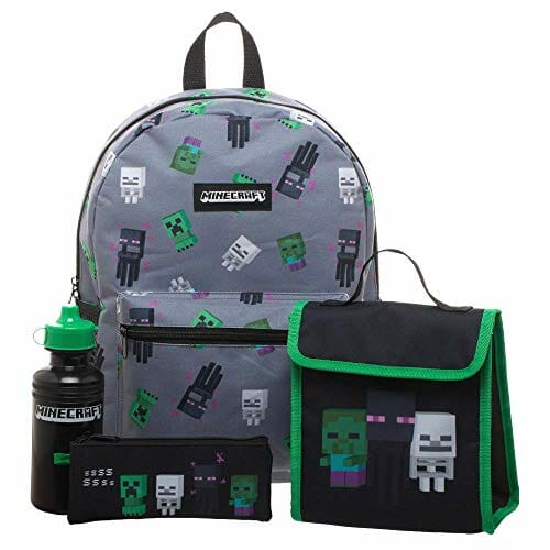 Minecraft Plecak dla dzieci 4-częściowy wielokolorowy - Szary, Jeden Rozmiar (Taille Unique)