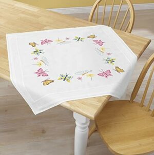 Zestaw do haftowania motyle obrus 80x80 cm - kompletny zestaw z szablonem i wstępnie narysowaną bawełną