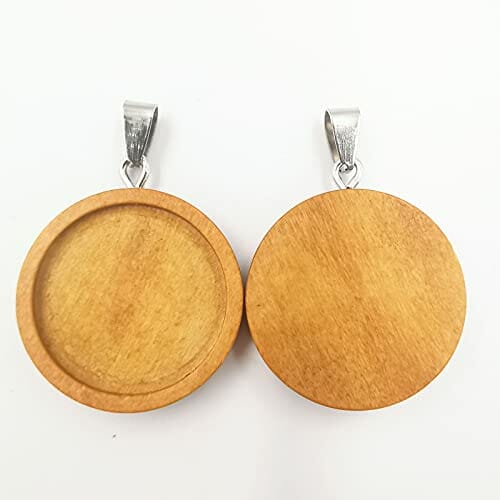 DUGIIRS 50 sztuk drewniane tace wiszące okrągły wisiorek cabochon base - obrazek 8