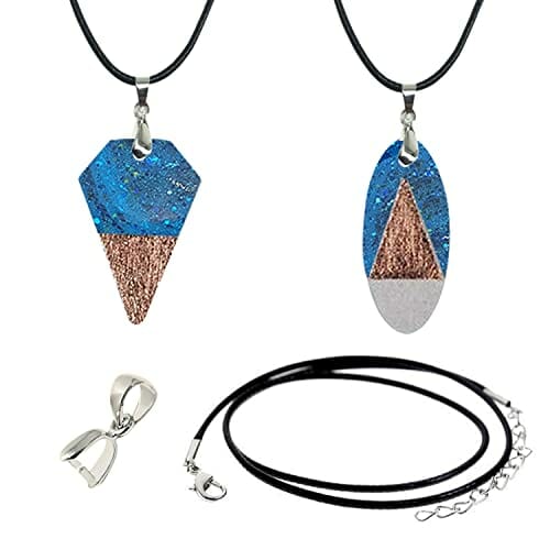 Cayway 3 szt. formy do naszyjników z żywicy, do odlewania żywicy, silikonowe formy do wisiorka z łańcuszkiem i klipsem do wisiorka, do produkcji biżuterii, DIY, rzemiosło, zestaw startowy - obrazek 6