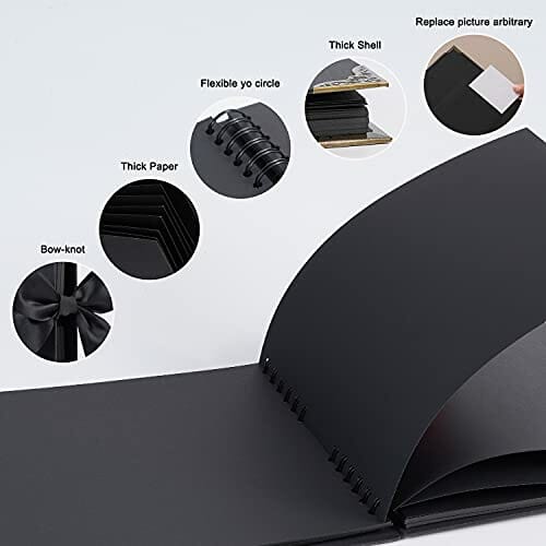 Album fotograficzny DIY dla par - kreatywny, ręcznie wklejony, A4, czarny - obrazek 7