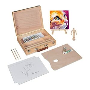 Walizka do malowania z zestawem akrylowym - 12 farb, sztaluga, płótna