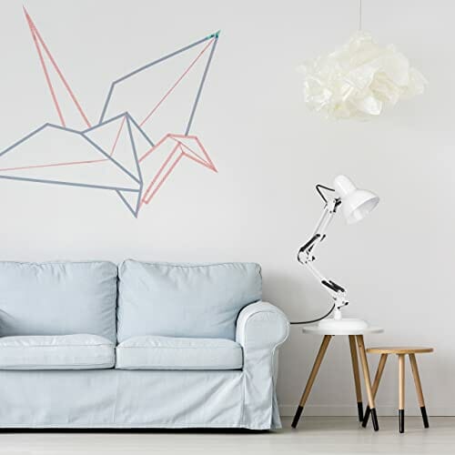 Lampa biurkowa retro, ramię przegubowe, obrotowa, biurowa lampka do czytania, metal, E27, biała - obrazek 9