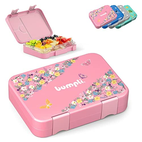 Bumpli Pudełko śniadaniowe dla dzieci z przegródkami – przyjazna dla dzieci blokada z zamknięciem na zatrzask – pudełko na lunch do przedszkola, szkoły, na wycieczki