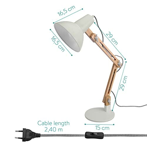 Lampa biurkowa drewniana z regulowanym ramieniem - styl retro (50 characters) - obrazek 7