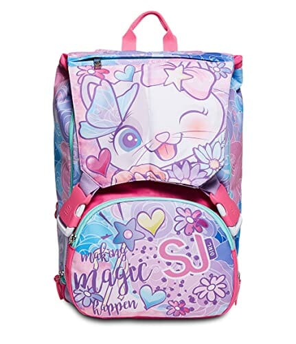 SJ GANG Rozszerzony plecak szkolny dla dziewczynki - Różowy, Wielu Zniknął, Maxi Capienza 28 lt, Flip System - Nowoczesny styl - obrazek 7
