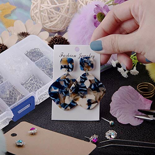 Zestaw materiałów do produkcji biżuterii: naprawczy kolczyków, haczyki, tyłki, słupki, śruby oczkowe, szpilki dla początkujących - obrazek 4