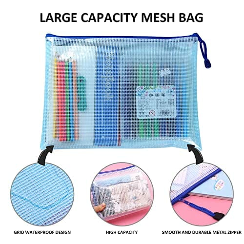 2 szt. biały przezroczysty piórnik i 2 szt. torba na dokumenty A4 (niebieski i biały) - Praktyczne akcesoria do przechowywania dla dzieci i dorosłych | Piórnik i torba na dokumenty A4 | Kosmetyczka i podróżna torba do przechowywania kosmetyków | Piórnik dla dziewcząt i chłopców | Nan - obrazek 5