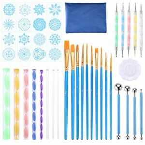 Zestaw 44 sztuk mandali w kropki - narzędzia do malowania kamieni, kolorowania i rysowania