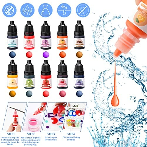 Zestaw do odlewania żywicy epoksydowej dla początkujących - 400 ml, proporcja 1:1, przezroczysta żywica epoksydowa z farbami, brokatem, do produkcji biżuterii i breloczków do kluczy | MULEVIP - obrazek 14