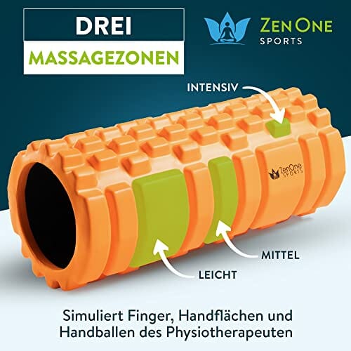 ZenRoller - Piankowy wałek do masażu mięśni głębokich tkanek | Masażer punktowy | Łagodzenie napięcia mięśni | Wspomaganie krążenia krwi i regeneracji mięśni | E-book i plakat do ćwiczeń | Pomarańczowy - obrazek 7