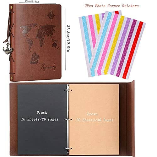 Album fotograficzny ZEEYUAN - skórzana fotoksiążka w stylu vintage z mapą świata - idealny prezent na Walentynki, urodziny i Boże Narodzenie dla par i przyjaciół - obrazek 7